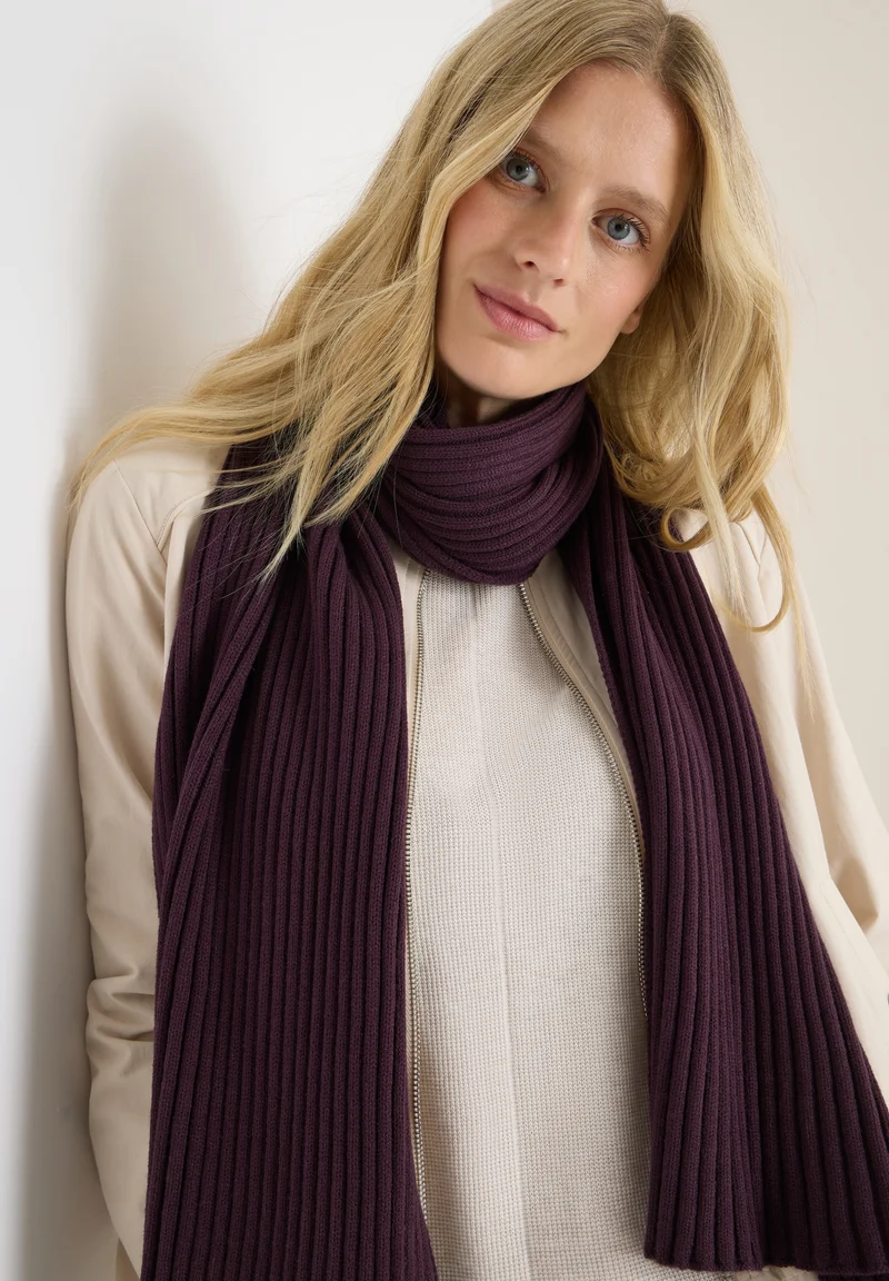 O_ TOS Solid Knit Scarf, dark plum