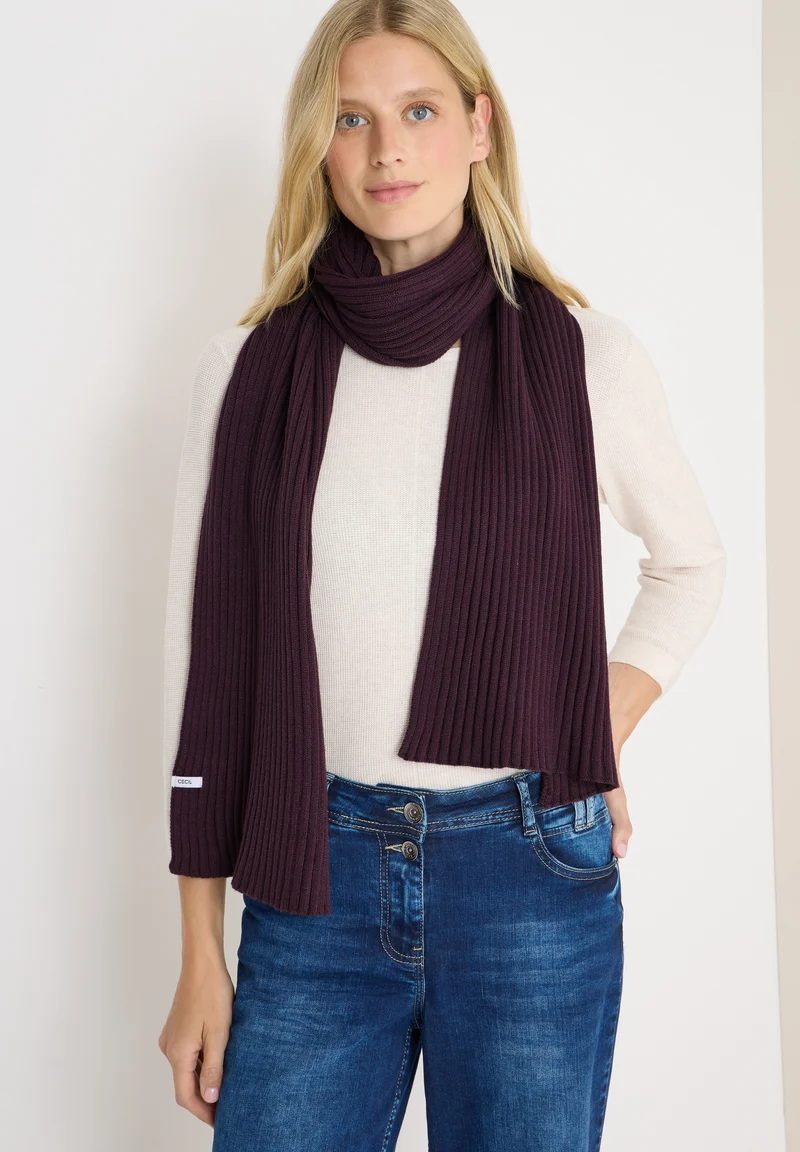 O_ TOS Solid Knit Scarf, dark plum