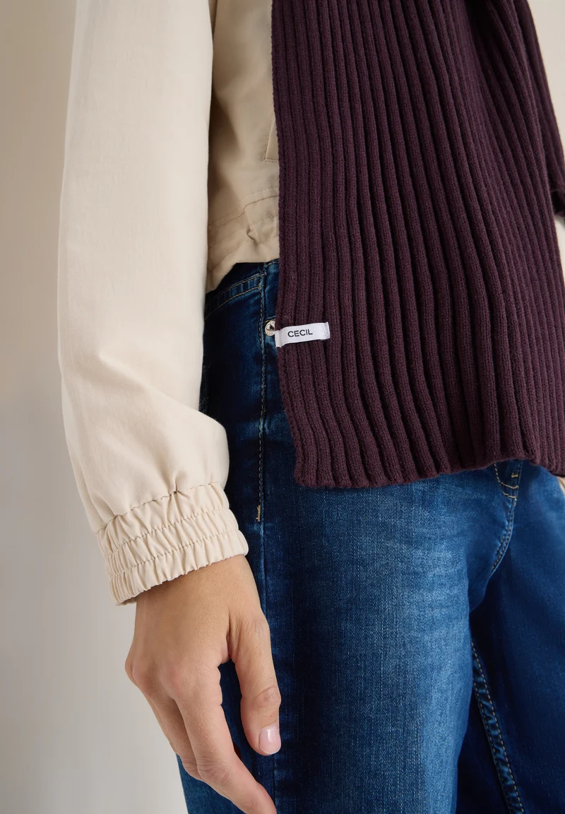 O_ TOS Solid Knit Scarf, dark plum