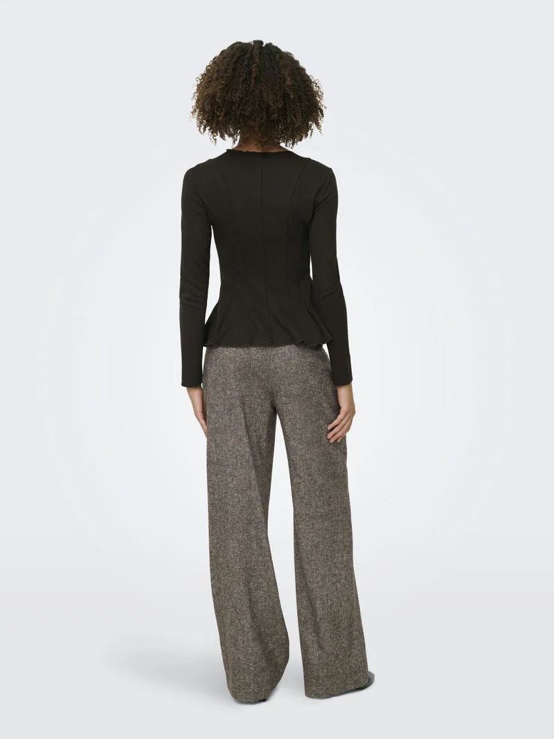ONLKENYA L/S PEPLUM TOP JRS, Chocolate Torte