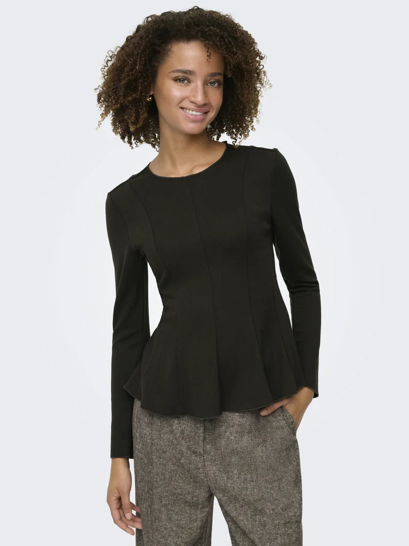 ONLKENYA L/S PEPLUM TOP JRS, Chocolate Torte