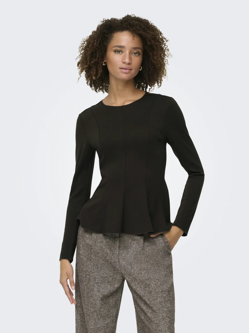 ONLKENYA L/S PEPLUM TOP JRS, Chocolate Torte