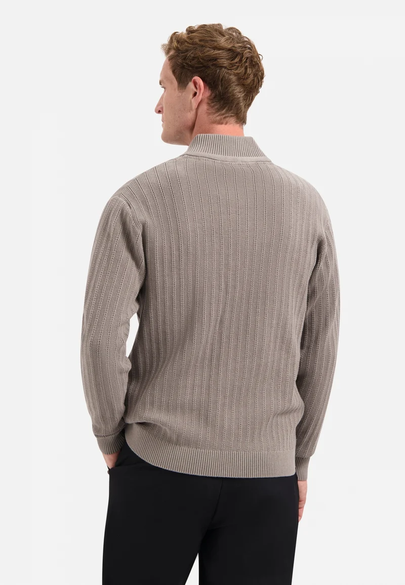 Cardigan Full Zip Relief, Clay