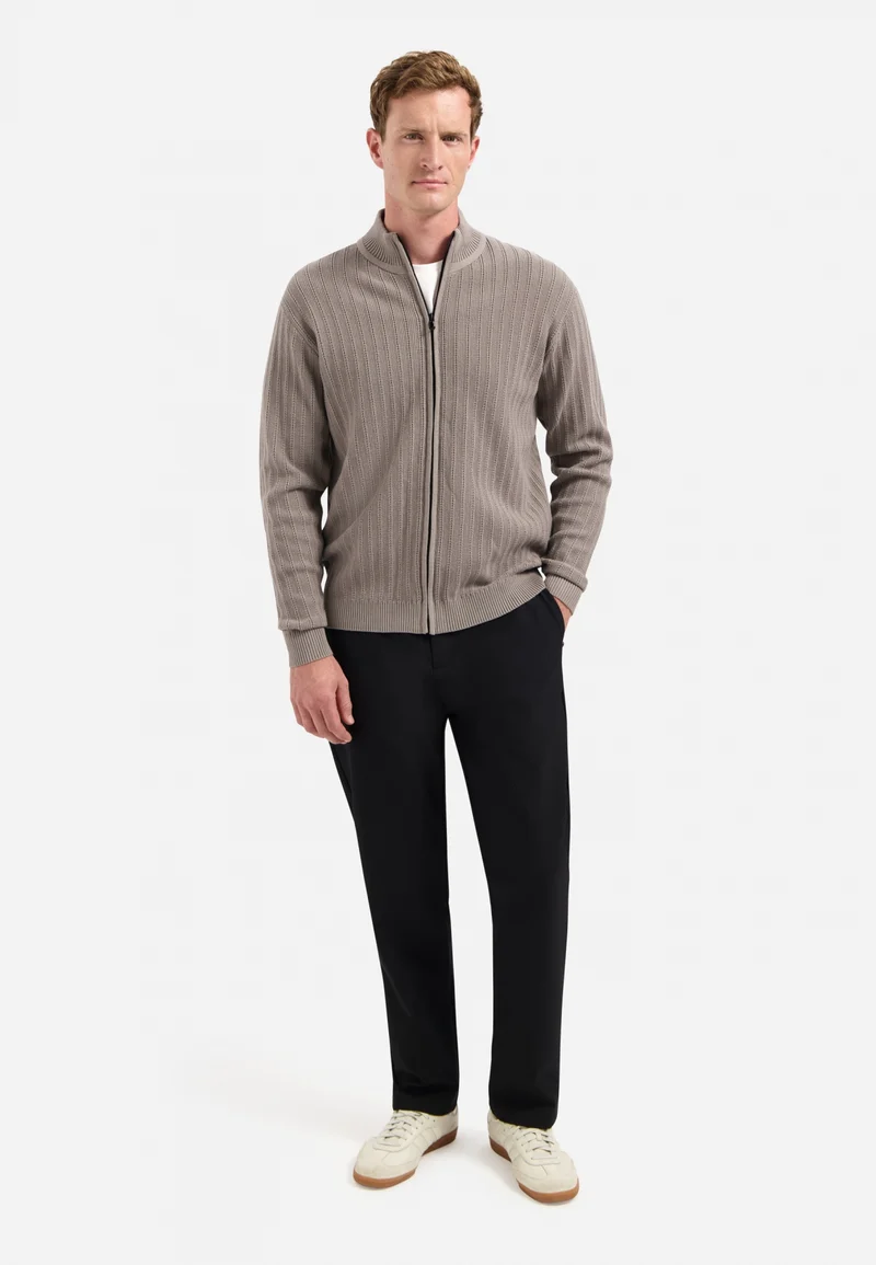Cardigan Full Zip Relief, Clay