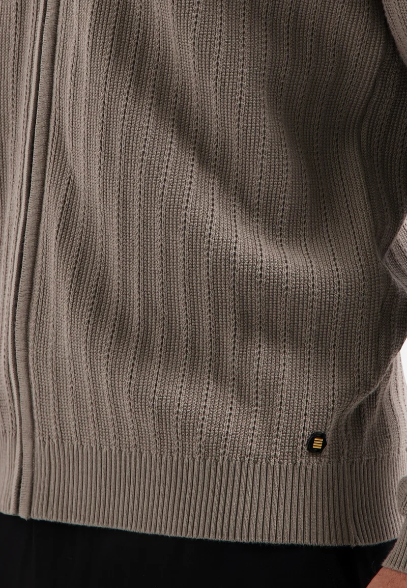 Cardigan Full Zip Relief, Clay