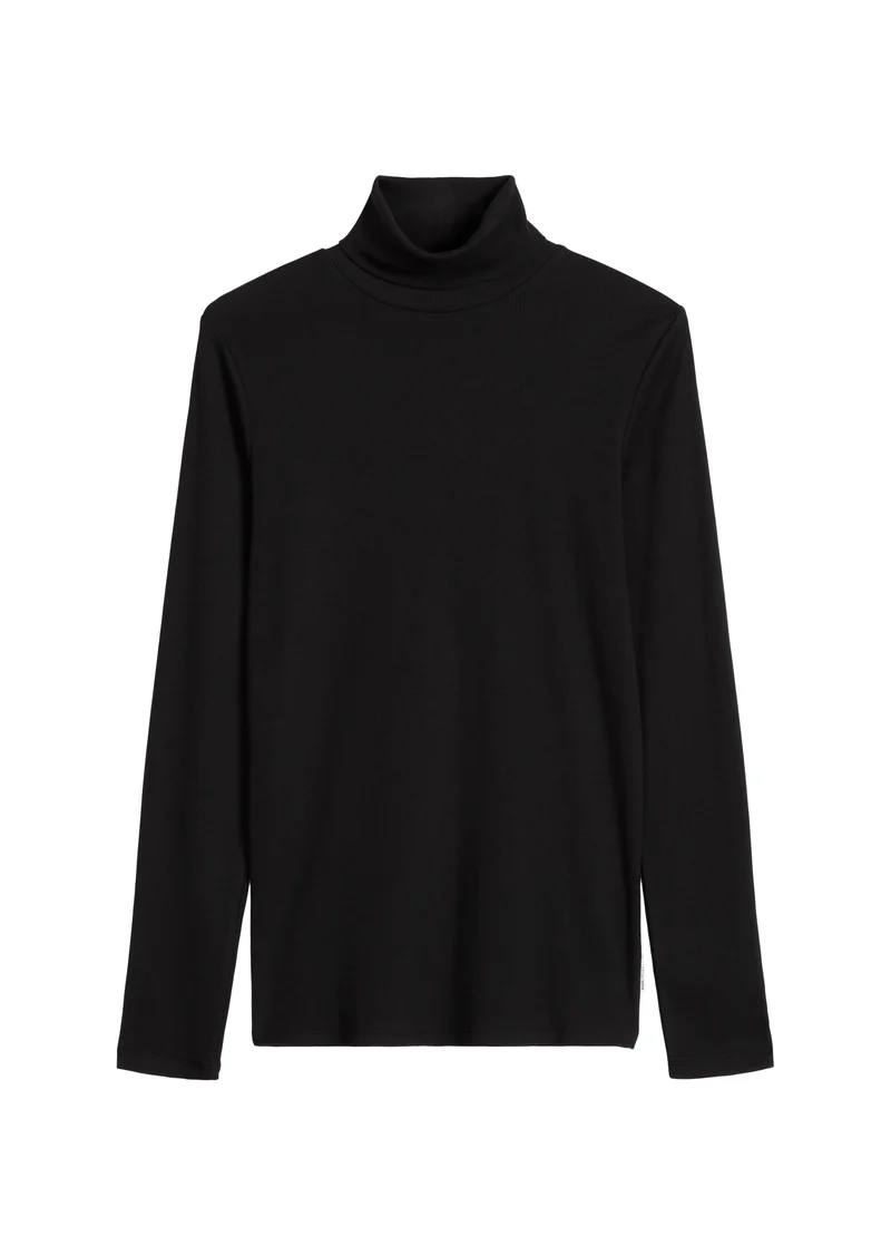 T-Shirt, LSL, Turtleneck, Rib, Black
