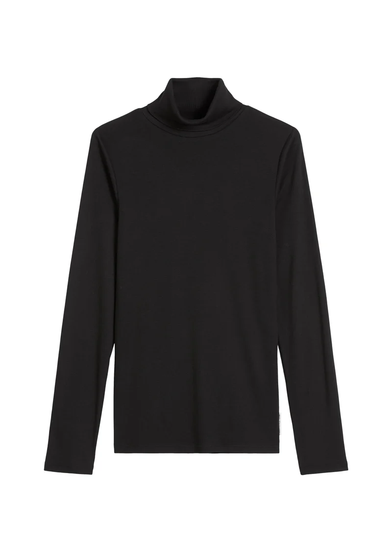 T-Shirt, LSL, Turtleneck, Rib, Black