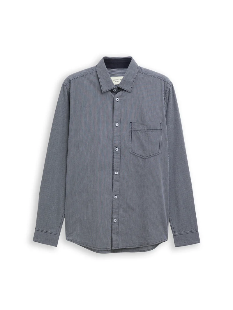 fitted striped shirt, dark navy stripe