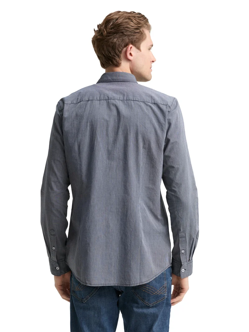 fitted striped shirt, dark navy stripe
