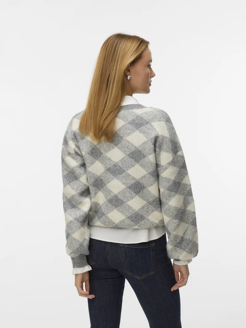 VMLARA LS O-NECK PULLOVER BOO REP, Medium Grey Melange/W. BIRCH