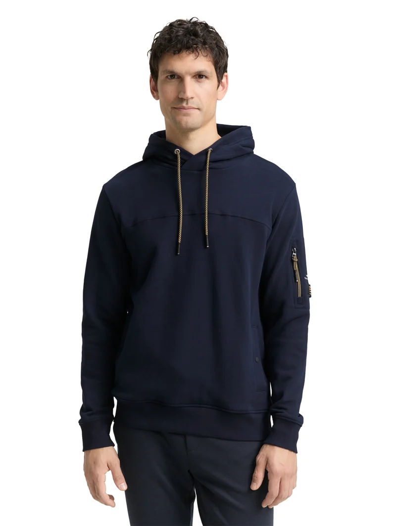 detailed hoodie, sky captain blue