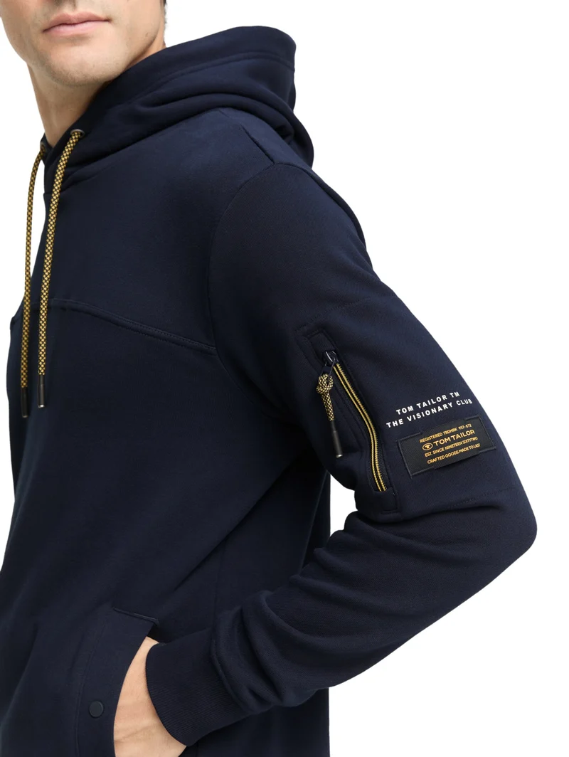 detailed hoodie, sky captain blue