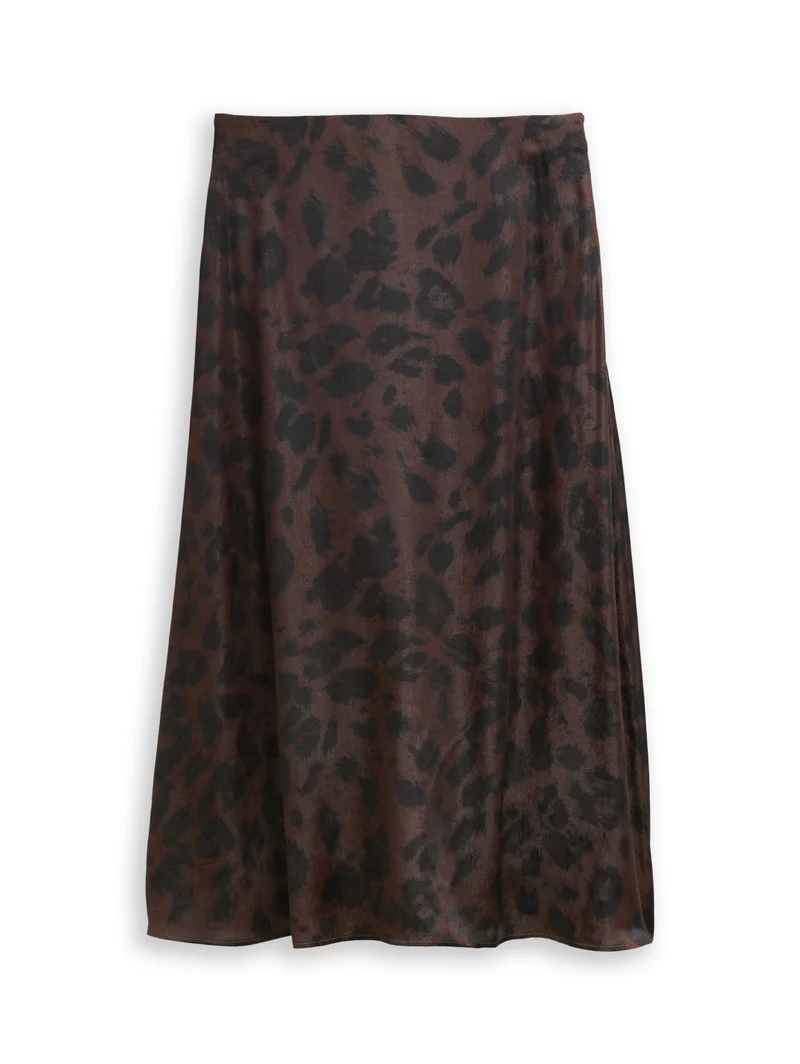 skirt satin, brown black big leo print