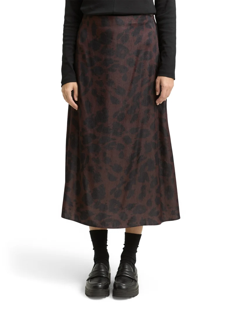 skirt satin, brown black big leo print