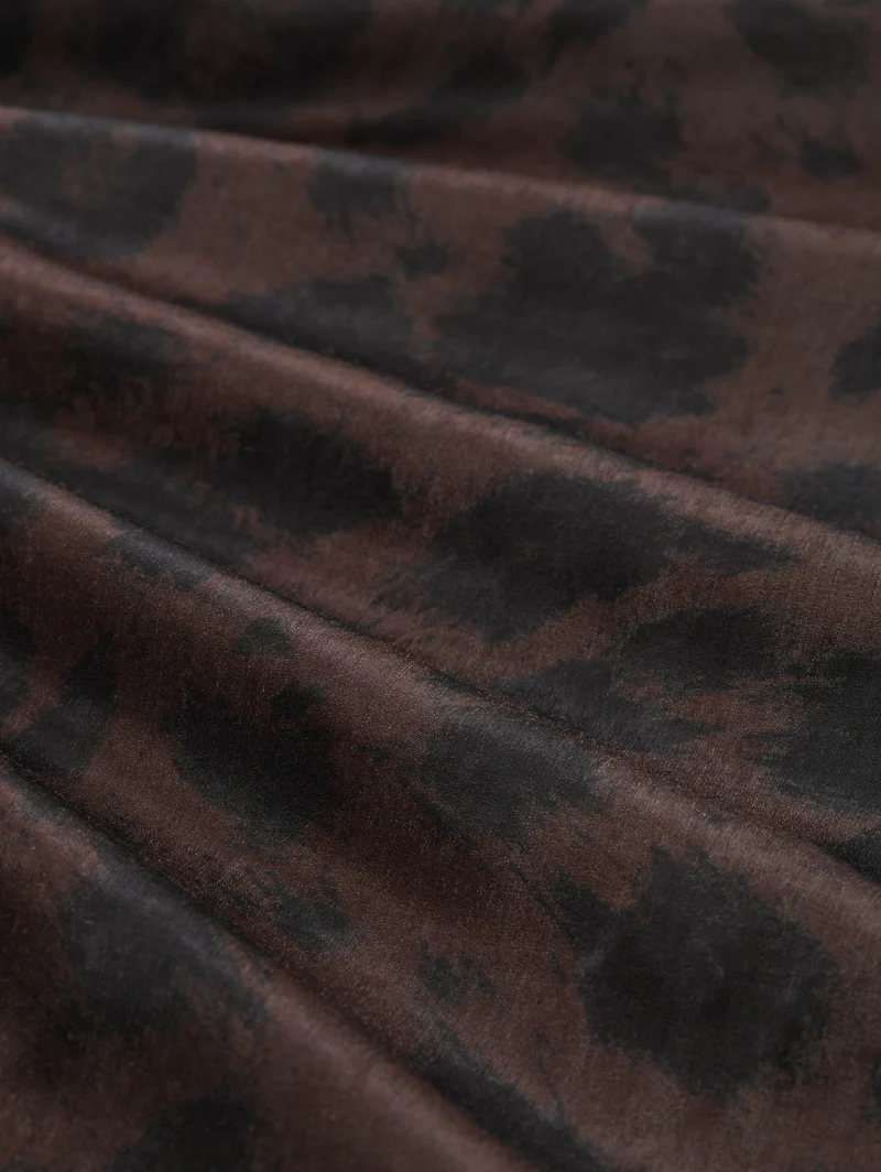 skirt satin, brown black big leo print