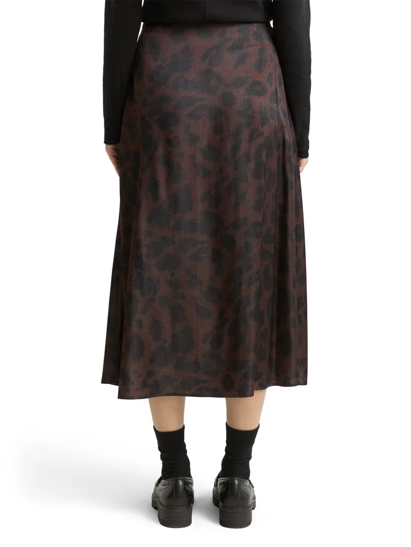 skirt satin, brown black big leo print