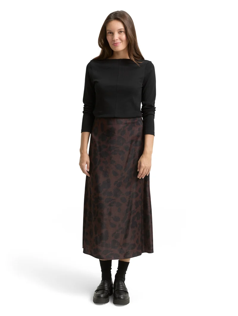 skirt satin, brown black big leo print