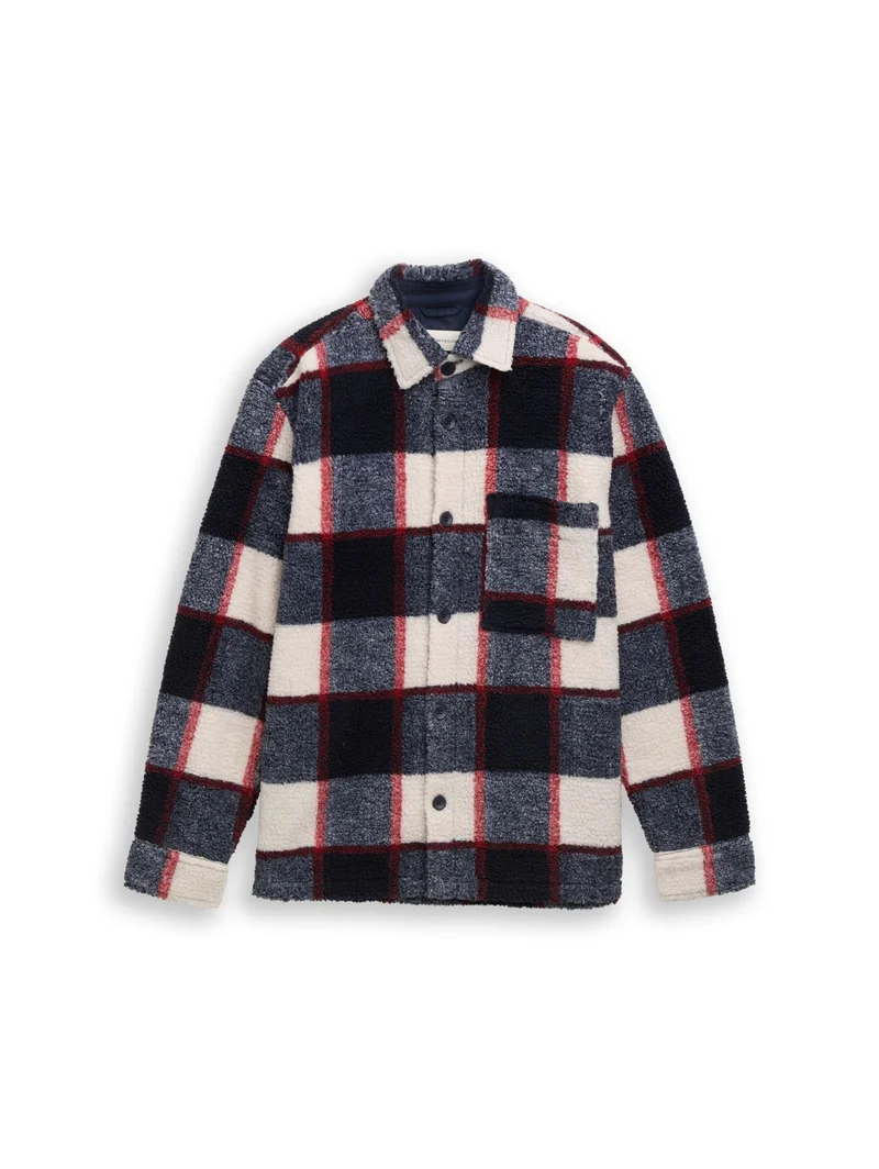 checked teddy overshirt, blue big check