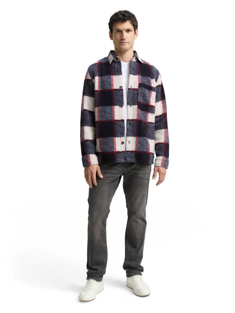 checked teddy overshirt, blue big check