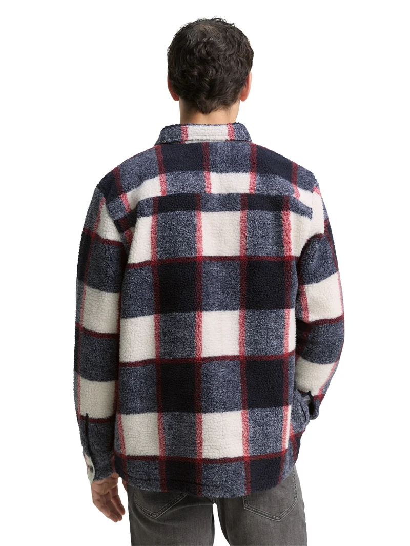 checked teddy overshirt, blue big check