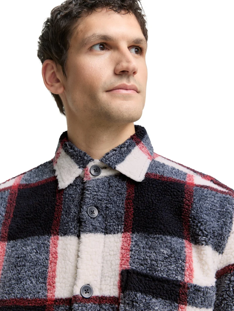 checked teddy overshirt, blue big check