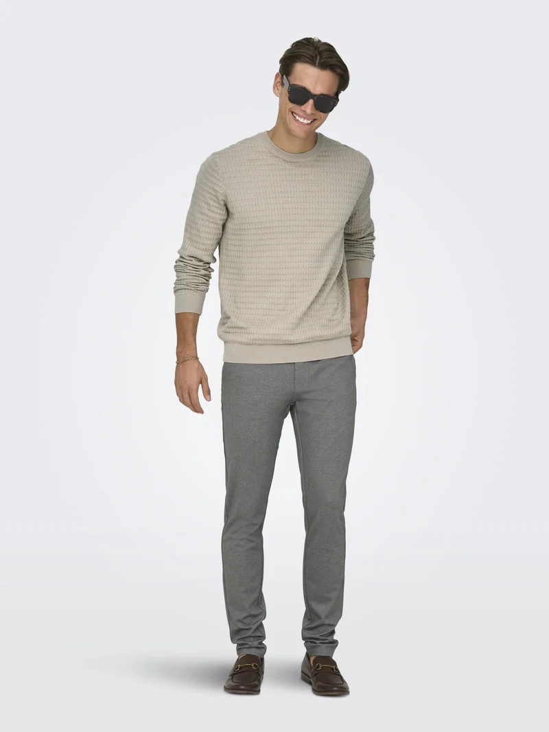 ONSMARK SLIM DITSY 020934 PANT NOOS, Silver Lining/MGM