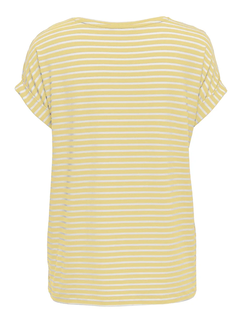 ONLMOSTER STRIPE S/S O-NECK TOP JRS, Pale Banana/CLOUD DANCER
