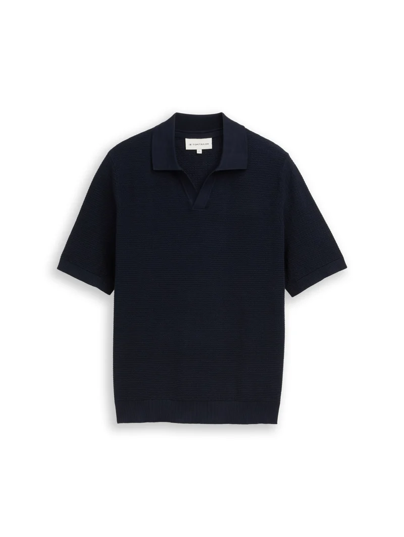 structured knit polo, sky captain blue