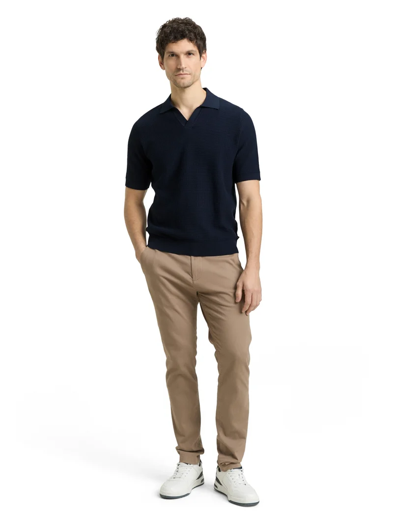 structured knit polo, sky captain blue