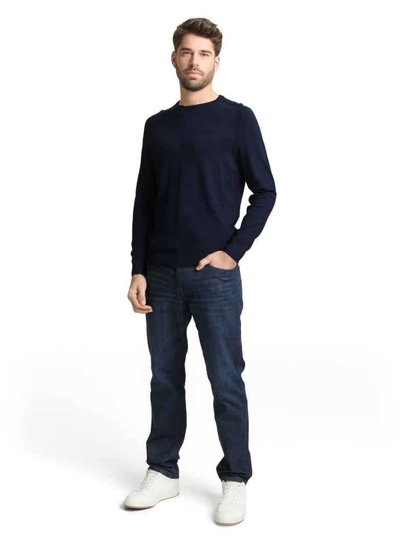 soft crew neck pullover, sky captain blue