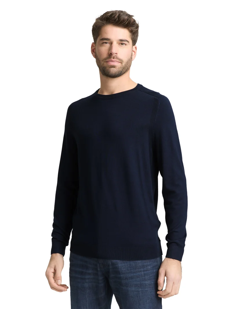 soft crew neck pullover, sky captain blue