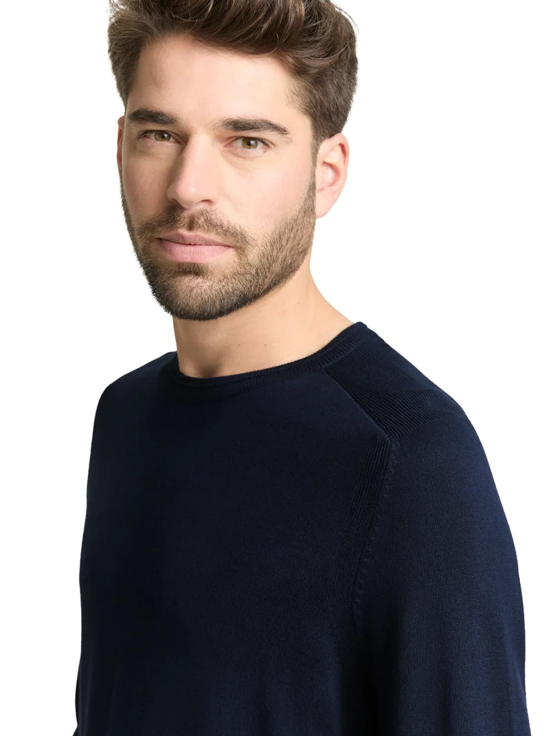 soft crew neck pullover, sky captain blue