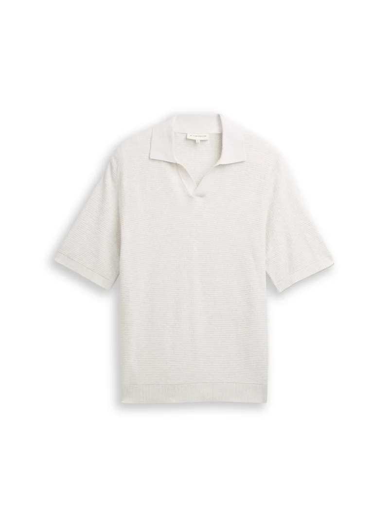 structured knit polo, Soft Vanilla Melange