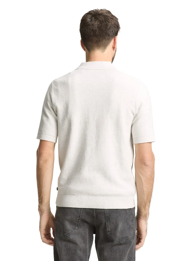 structured knit polo, Soft Vanilla Melange