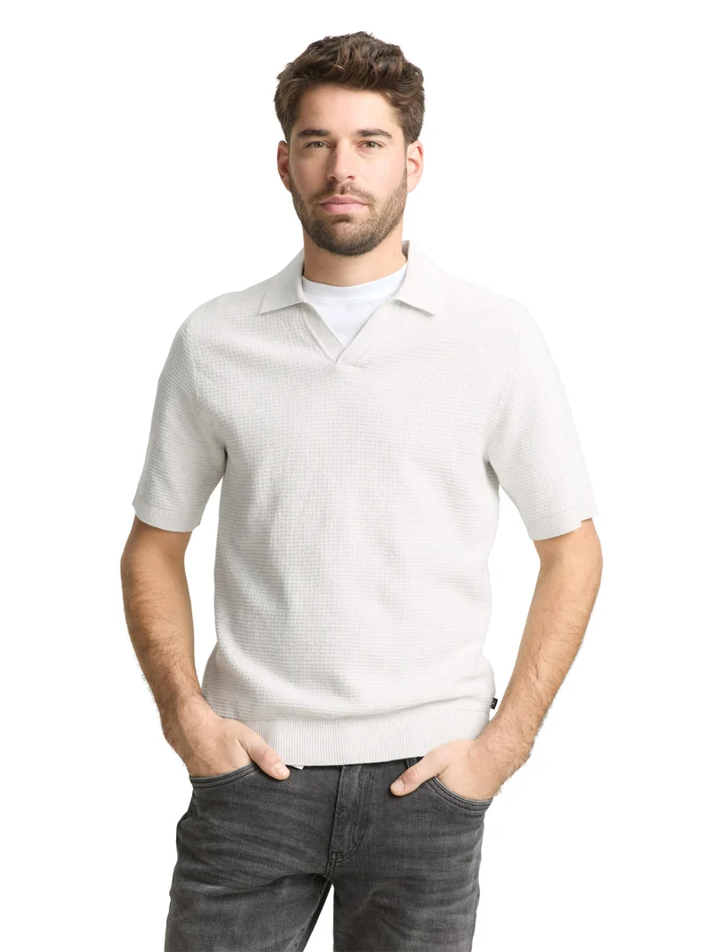 structured knit polo, Soft Vanilla Melange