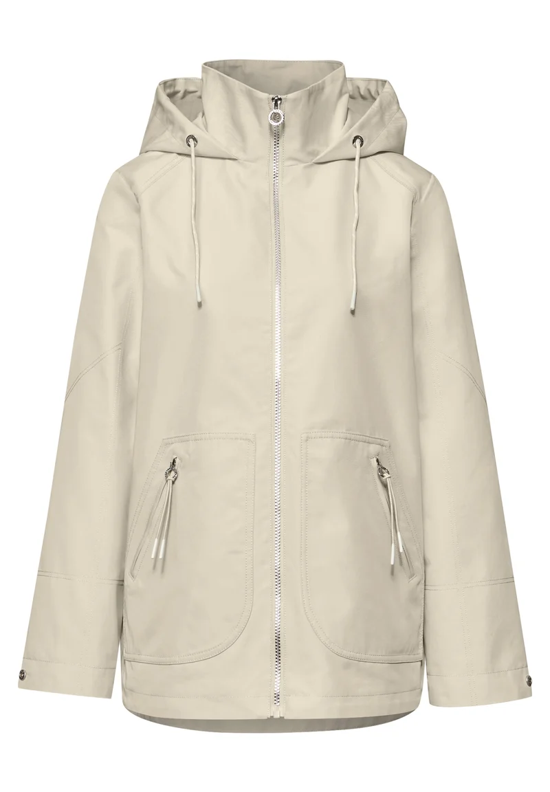 Mid Length Parka w. Hoody, powder beige