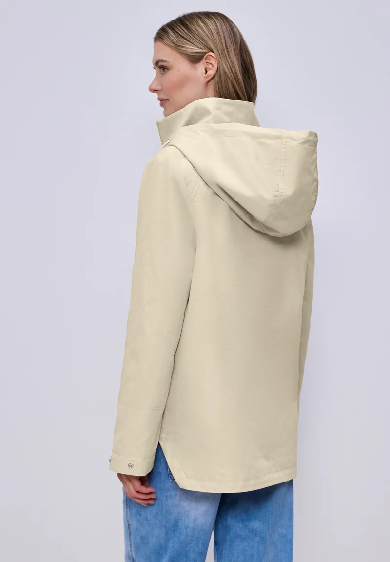 Mid Length Parka w. Hoody, powder beige