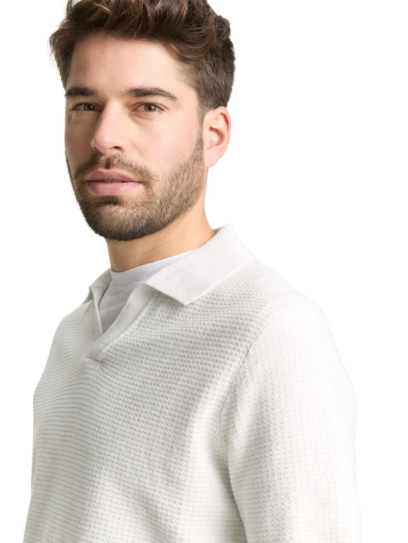 structured knit polo, Soft Vanilla Melange