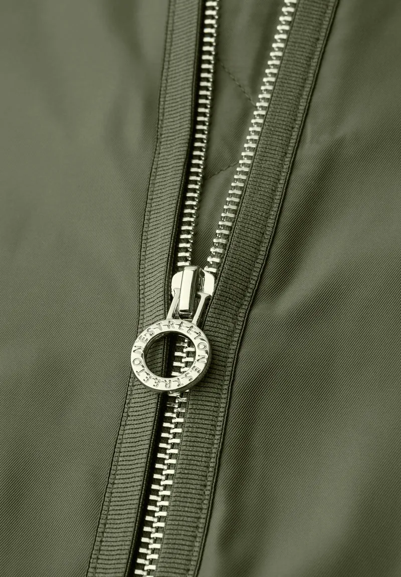 Long Bomber Jkt w. College Det, Dark Vetiver Green