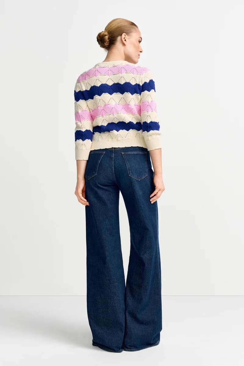 Striped Cardigan Ajour, royal blue