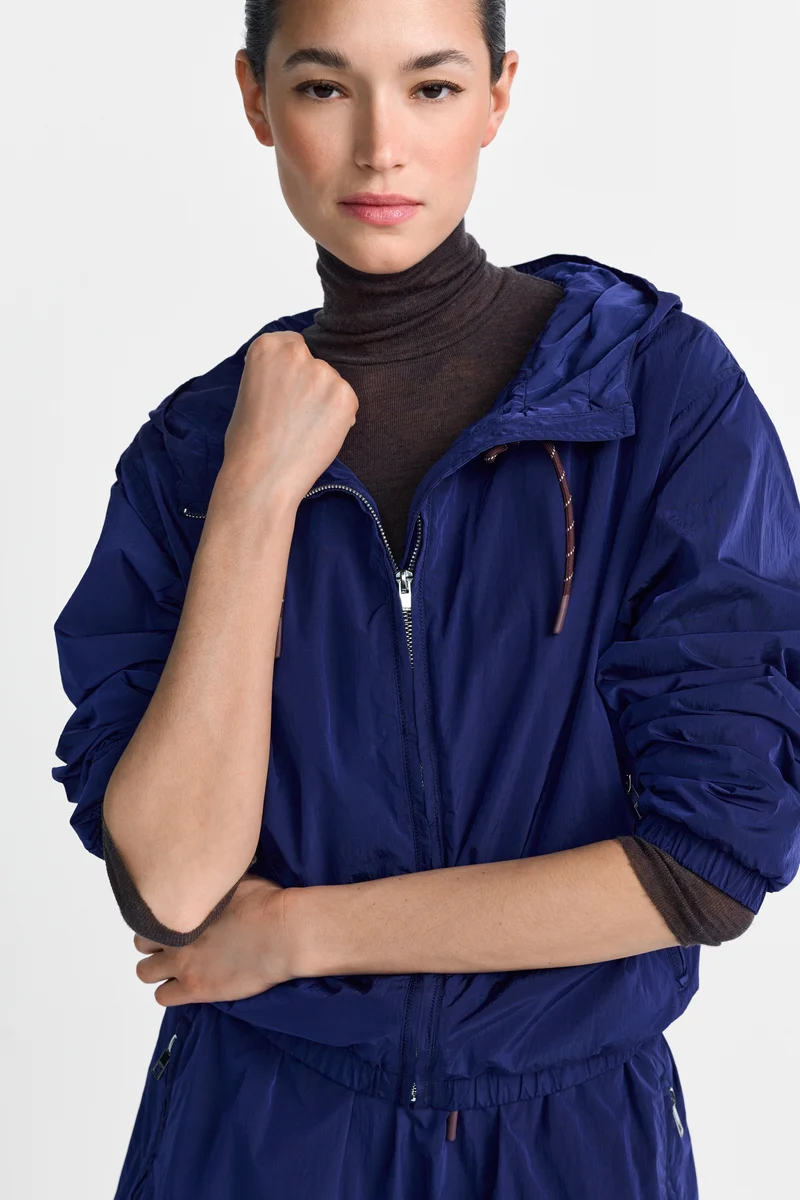 Short Hooded Wind Breaker, midnight blue