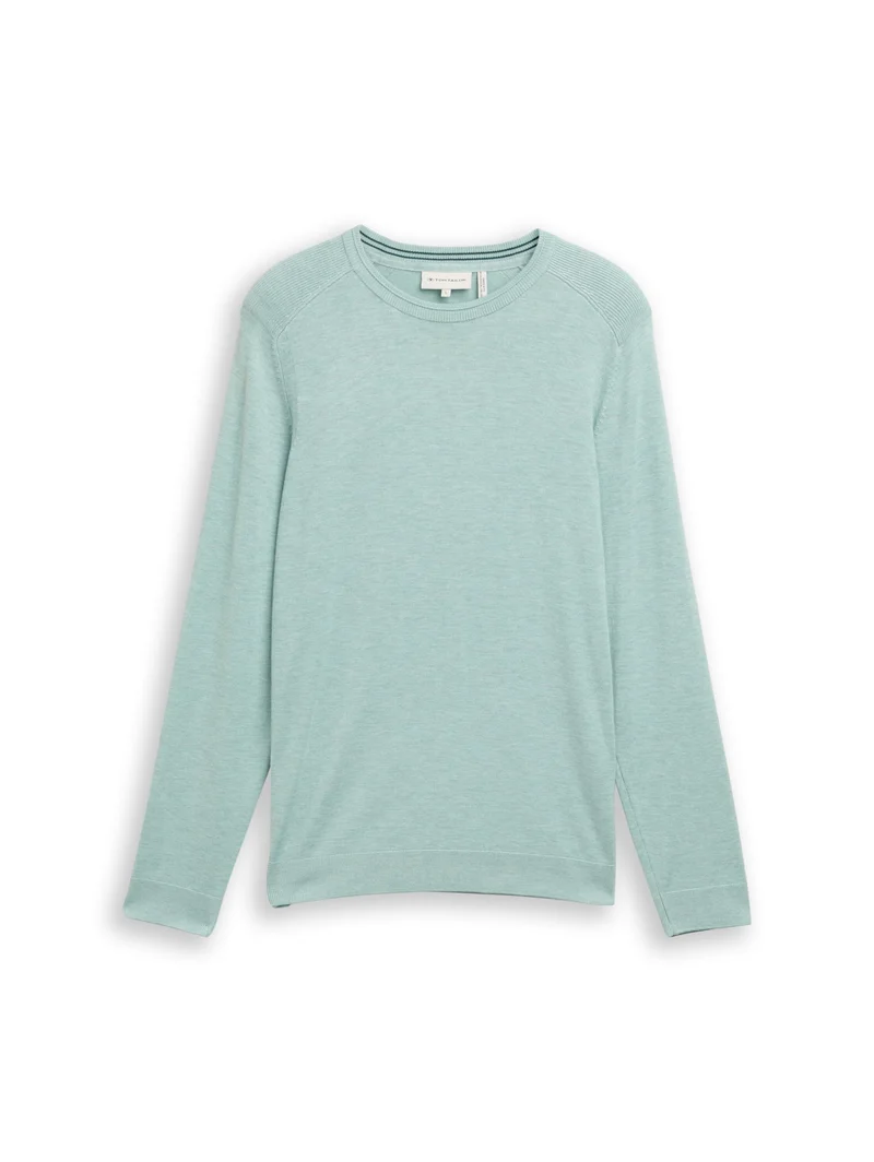 soft crew neck pullover, soft greyish green melange