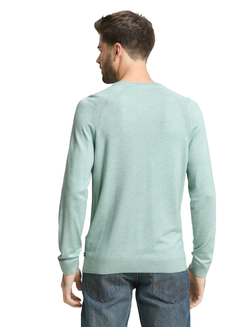 soft crew neck pullover, soft greyish green melange