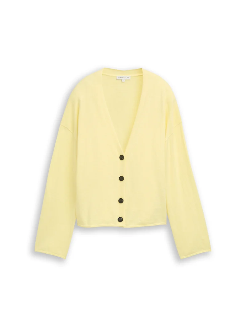 knit cashmere blend v-neck, soft lemon melange