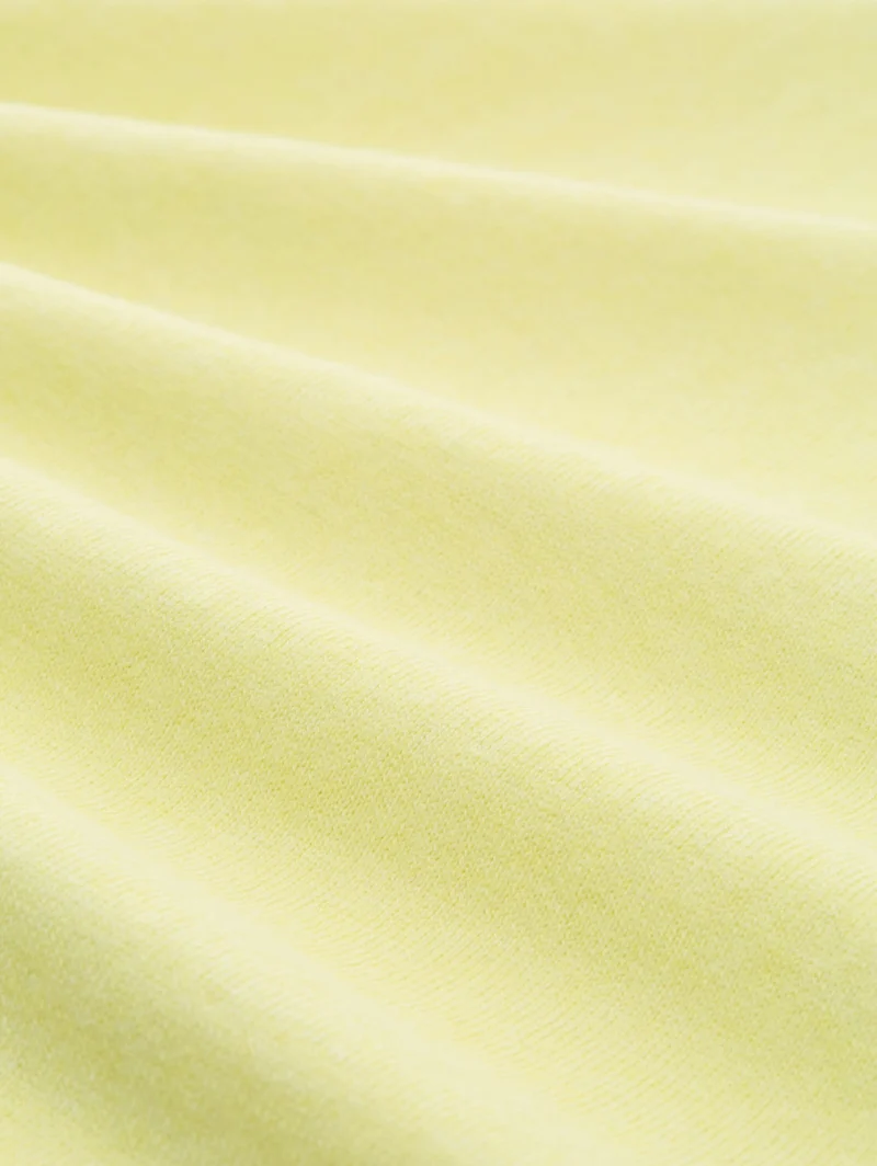 knit cashmere blend v-neck, soft lemon melange