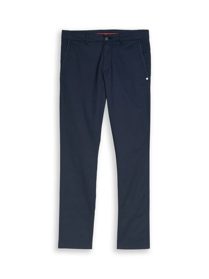 slim printed chino, navy mini geometric print