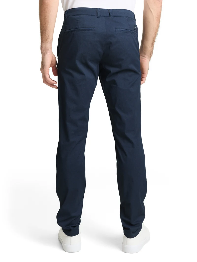slim printed chino, navy mini geometric print