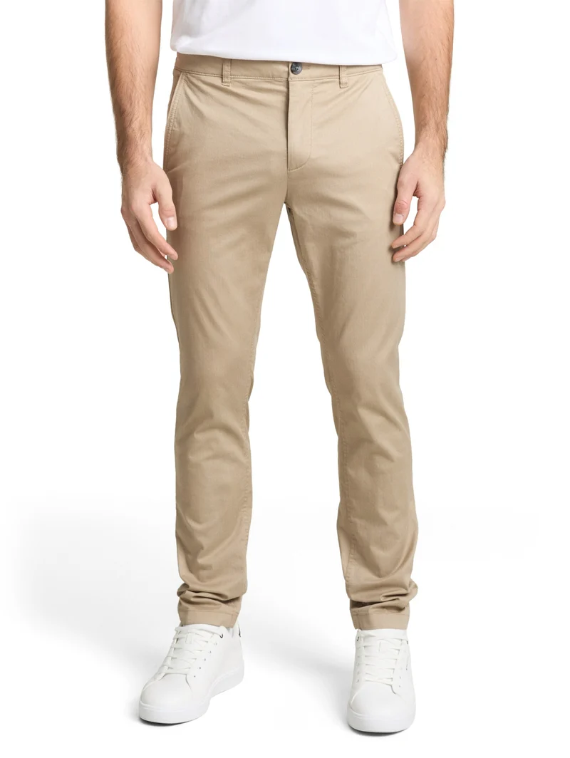 slim printed chino, beige mini geometric print