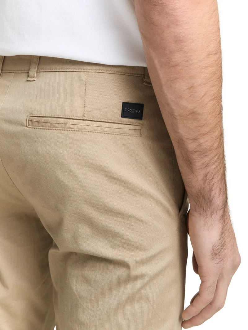 slim printed chino, beige mini geometric print