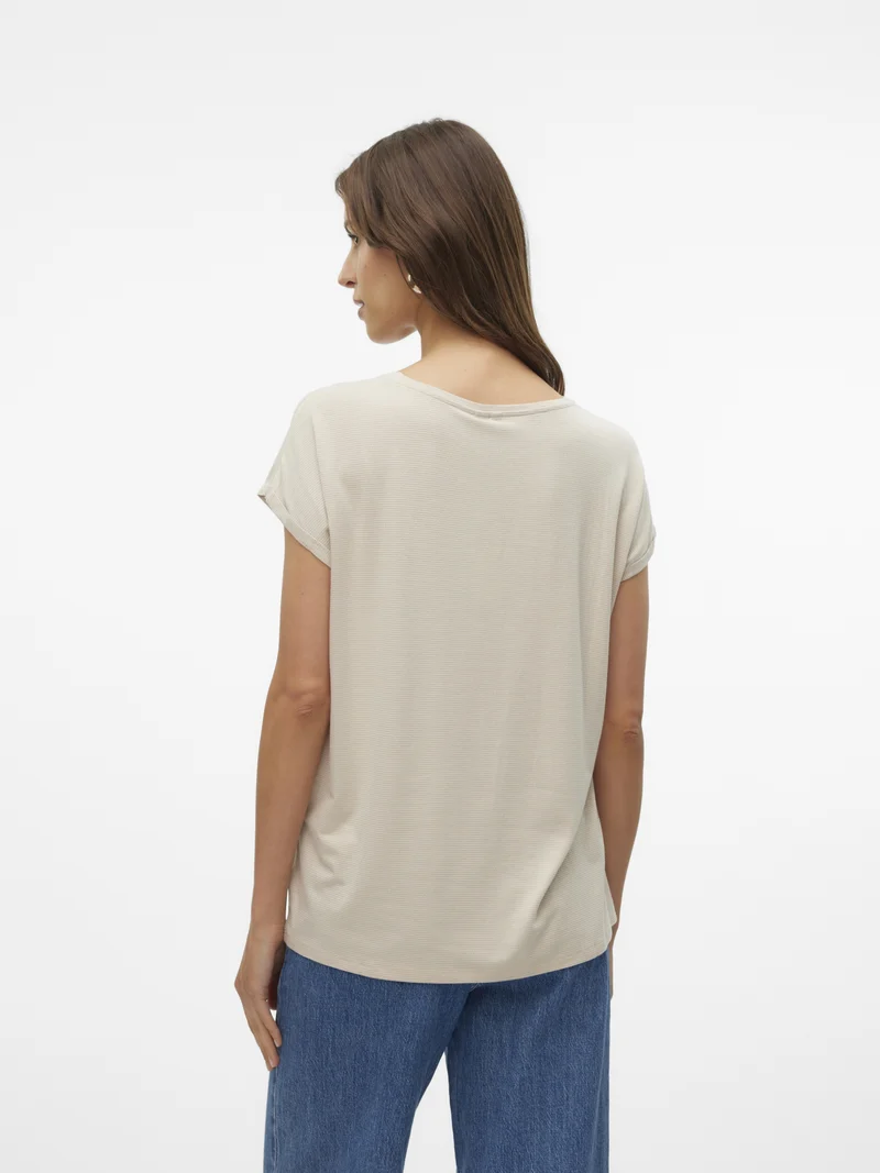 VMLAVA GLITTER SS TOP STRIPE GA NOO, Oatmeal/GOLD LUREX